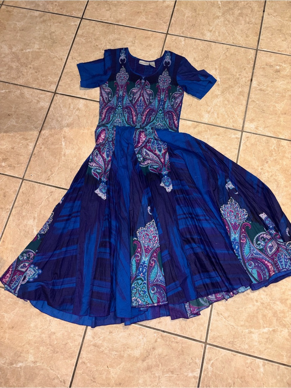 Blue Paisley Midi Dress